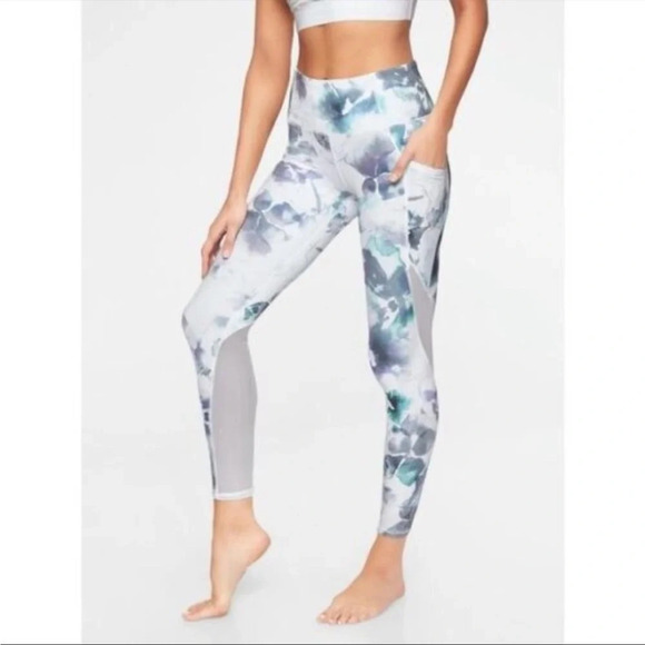 Athleta Mudra Floral Watercolor Mesh 7/8 Leggings - Picture 9 of 9